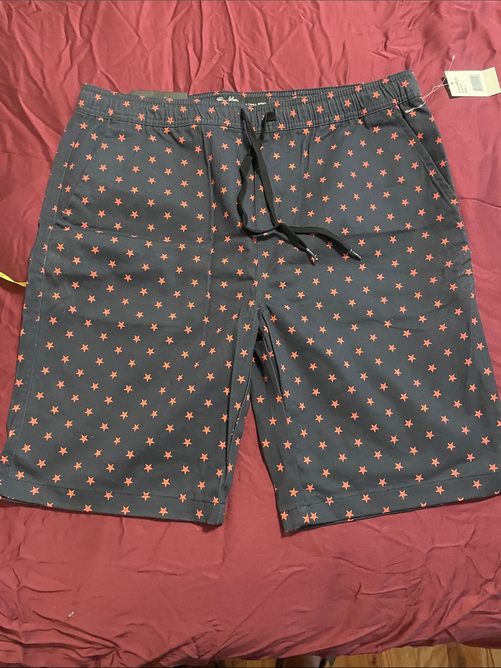 Brooklyn Cloth Navy Shorts with Coral Star Print y2k